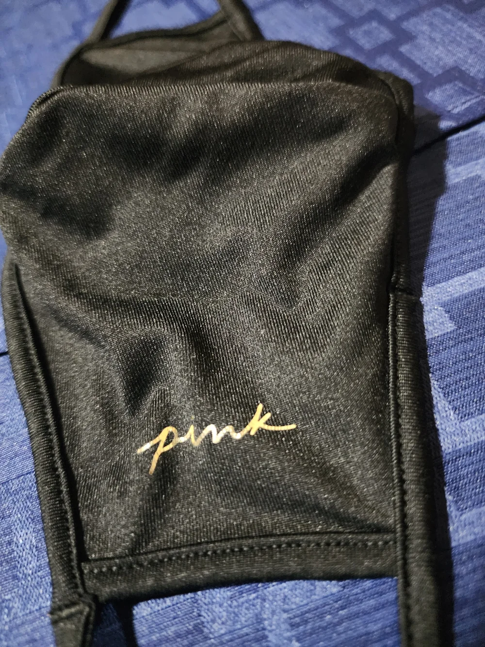 PINK Victoria's Secret Women's Black Face Mask with Adjustable Ear Loops